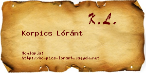 Korpics Lóránt névjegykártya
