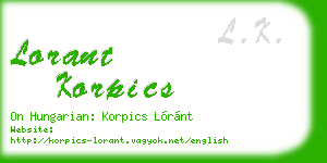 lorant korpics business card