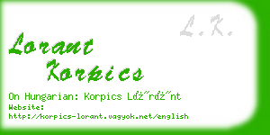 lorant korpics business card